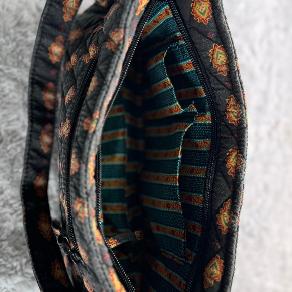 MaggiB GUC Small Black & Red Floral Quilted Fabric Shoulder/Hand Bag - Picture 9 of 9